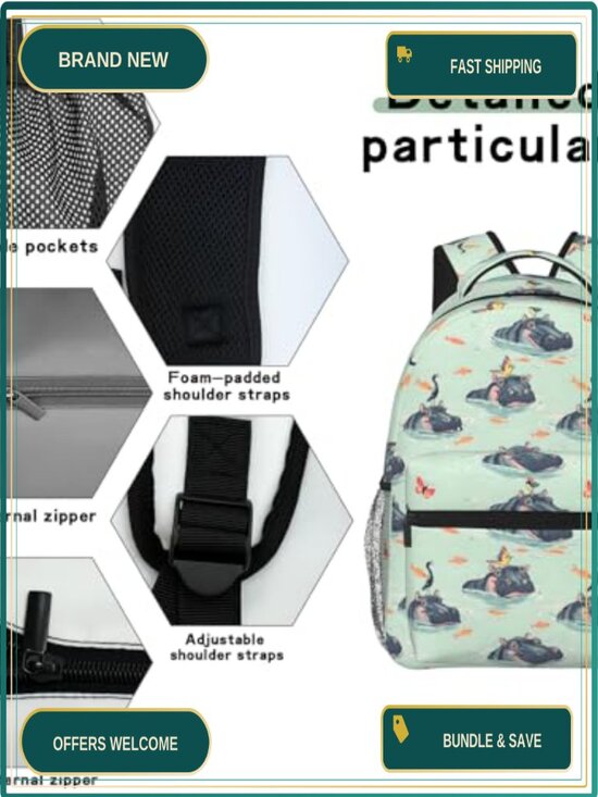 Lightweight Polyester Laptop Backpack Padded Straps for School Travel Hiking main image 4